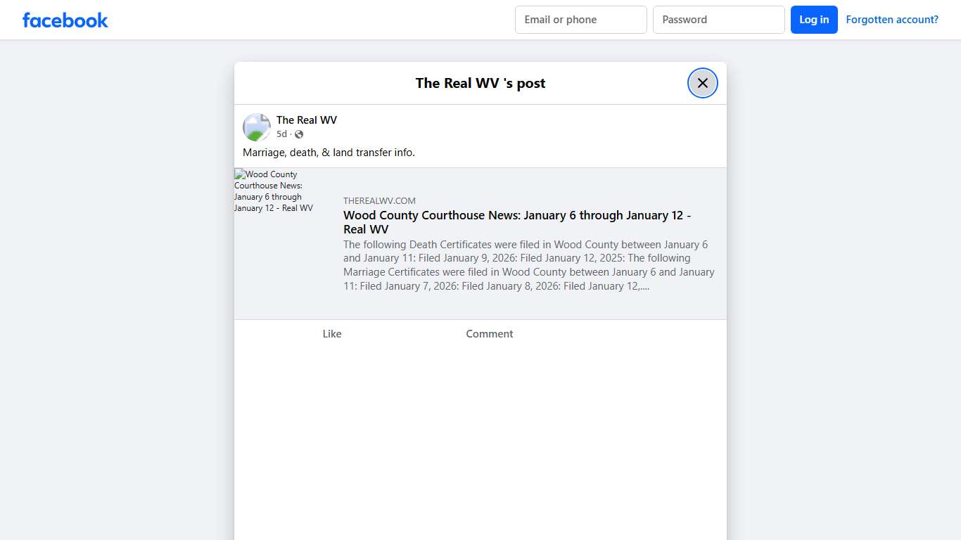 The Real WV - Marriage, death, & land transfer info. | Facebook