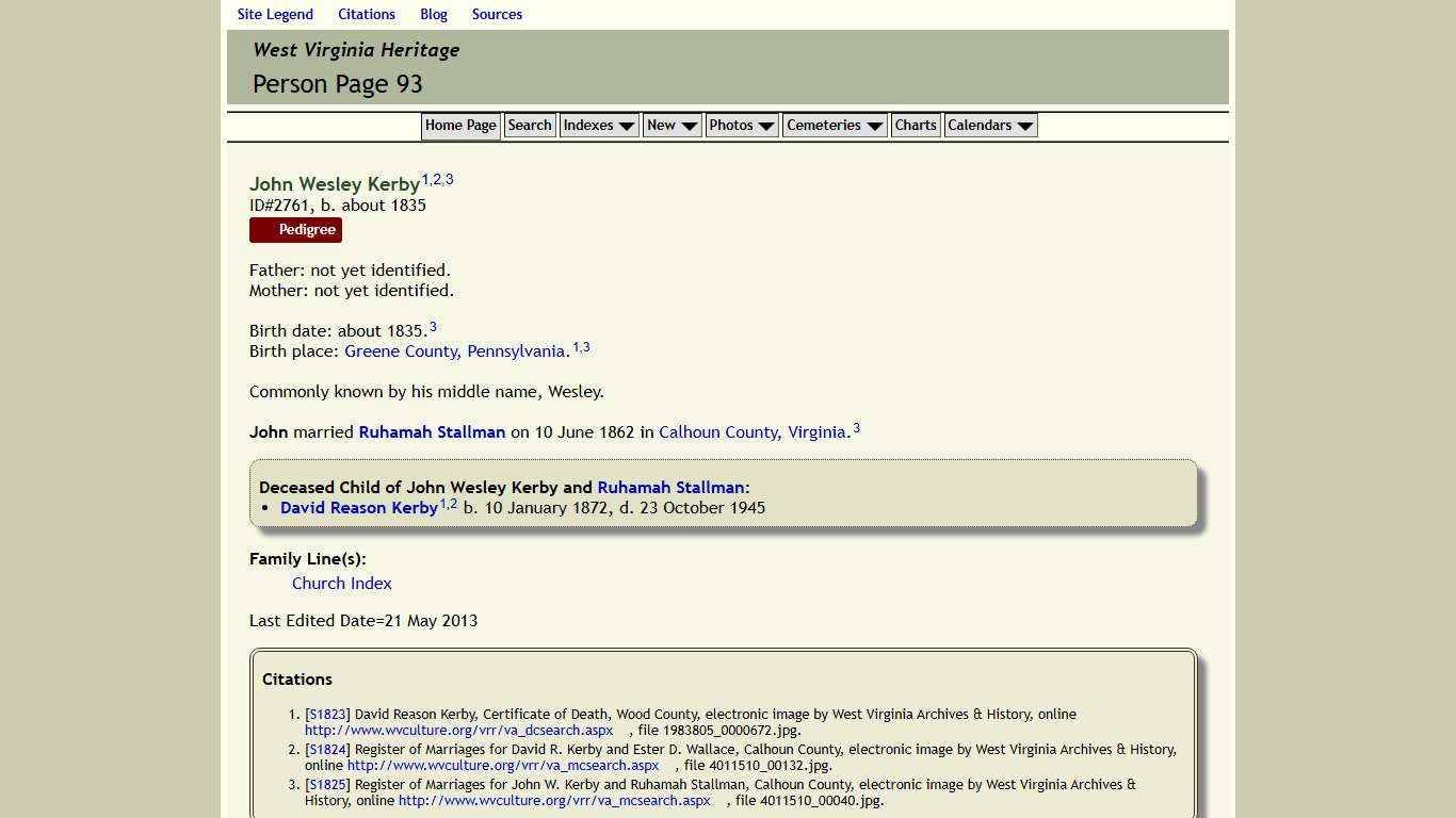 West Virginia Heritage - Person Page